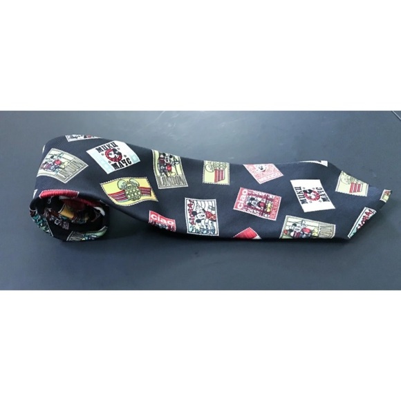 Vintage Disney Mickey Mouse Stamps Of The World Necktie Tie Playful Fun Novelty - Picture 2 of 7
